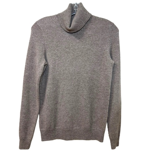 C by Bloomingdales, Women’s Cashmere Turtleneck in Heather Light Brown X-Small - Picture 1 of 8